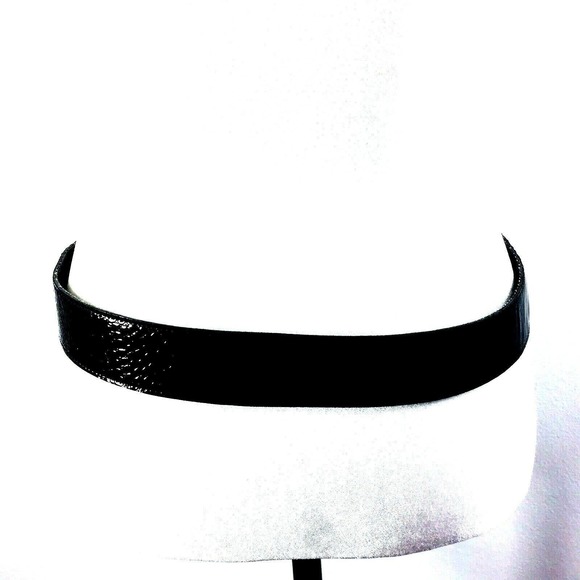 Vintage Retro Womens Belt Size 14‎ Black Shiny Faux Alligator Print - Picture 2 of 4
